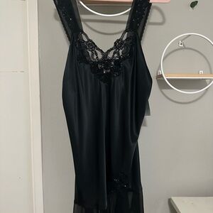 Vintage Christian Dior Black Embellished Slip Dress